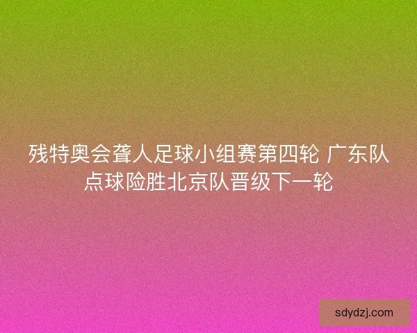 残特奥会聋人足球小组赛第四轮 广东队点球险胜北京队晋级下一轮